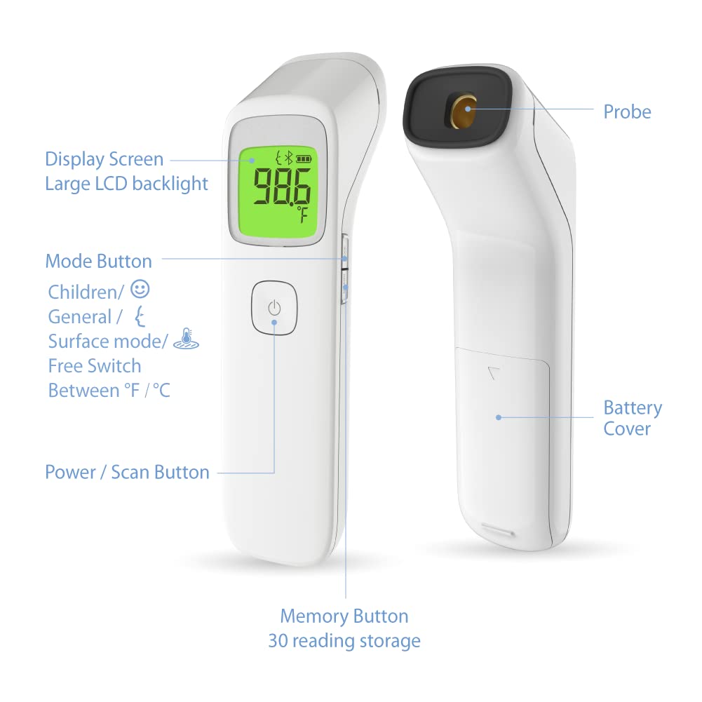Uright Wireless Forehead Thermometer, Non-Contact Digital Thermometer for Adult, Baby and Children - Image 3
