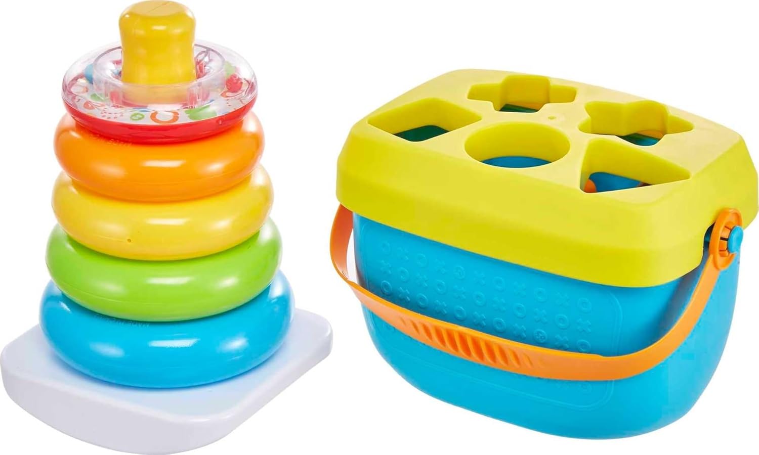 Fisher-Price Infant Toy Set with Baby’s First Blocks (10 Shapes) and Rock-a-Stack Ring Stacking Toy for Ages 6+ Months - Image 5