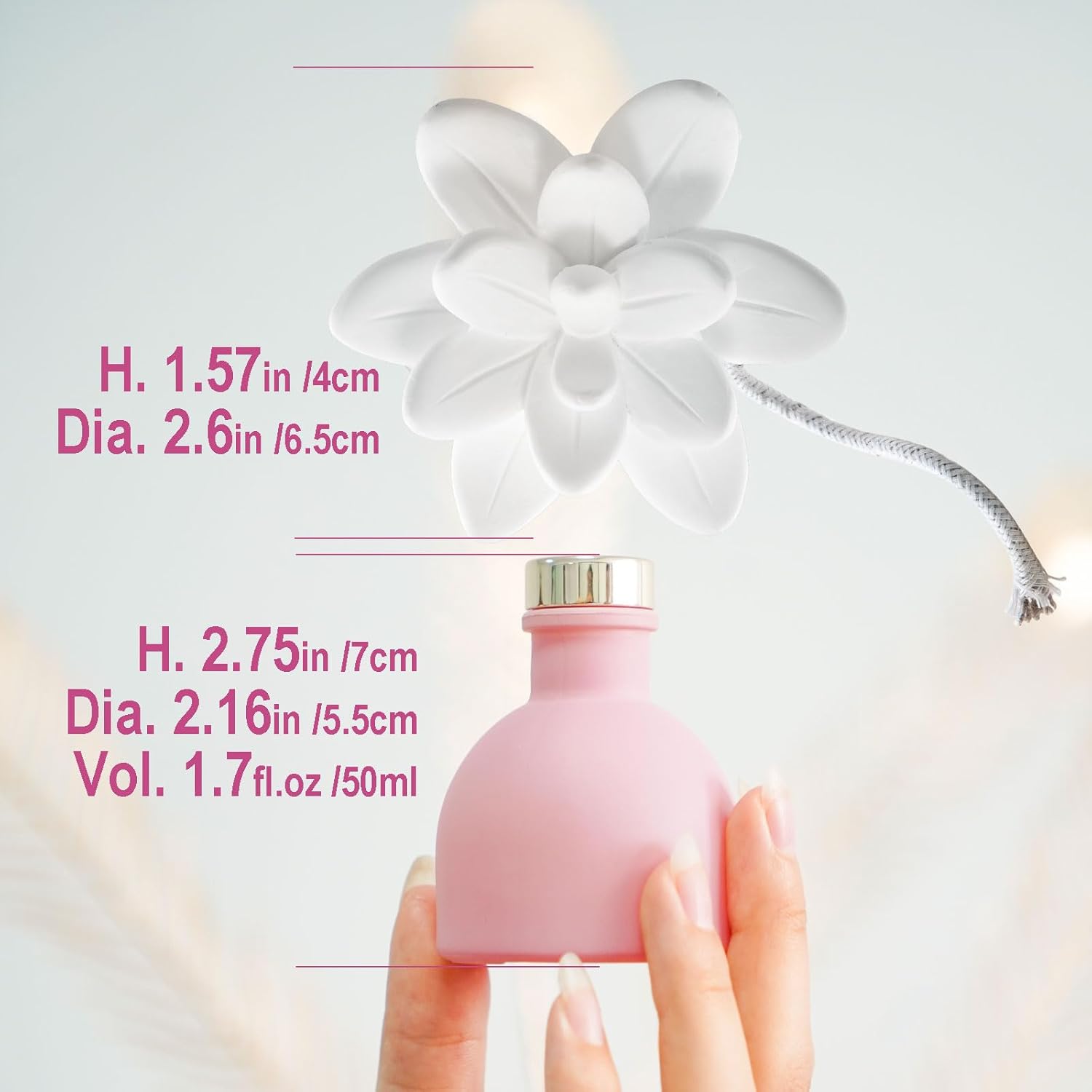 Room Scent Gift Set, Essential Oil and Diffuser Roses Blossom (1.7 fl.oz|50ml), 60-Days Natural Air Freshener Non-Toxic Upgrades Fragrance Reed Diffuser Make Home Smell Good - Image 3