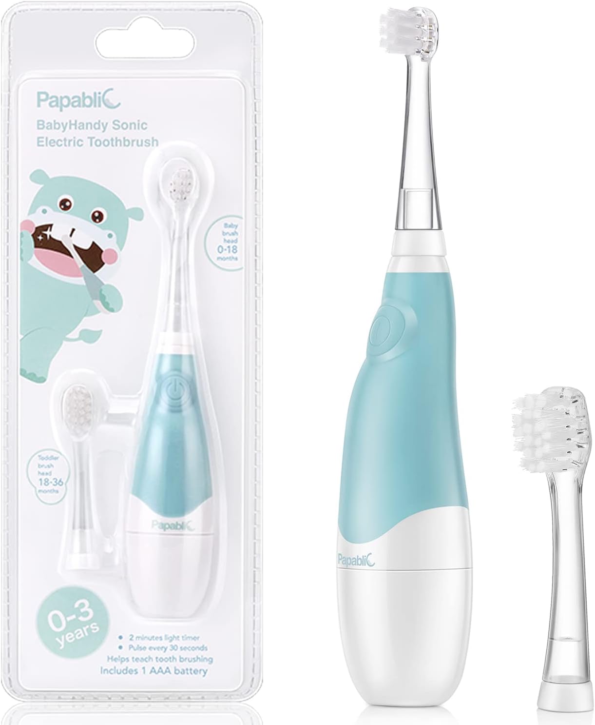 Papablic BabyHandy 2-Stage Baby Sonic Electric Toothbrush for Babies and Toddlers Ages 0-3 Years - Image 3