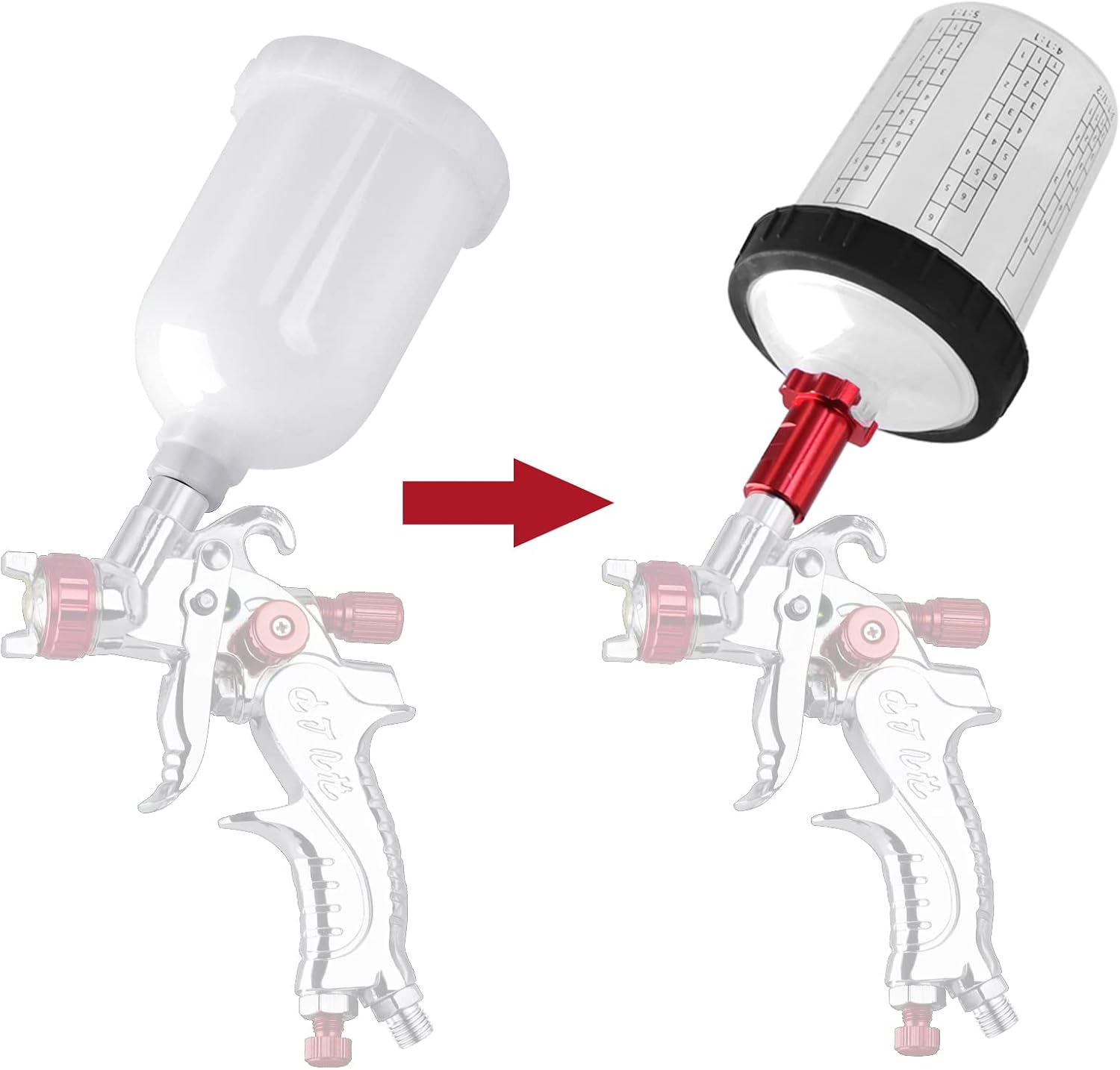 HVLP Spray Gun Set, Automotive Paint Spray Paint Gun Mini Air Paint Sprayer with 10 Disposable 400ML Cups for Car Furniture Body Repair Painting (1.0mm Nozzle) - Image 3