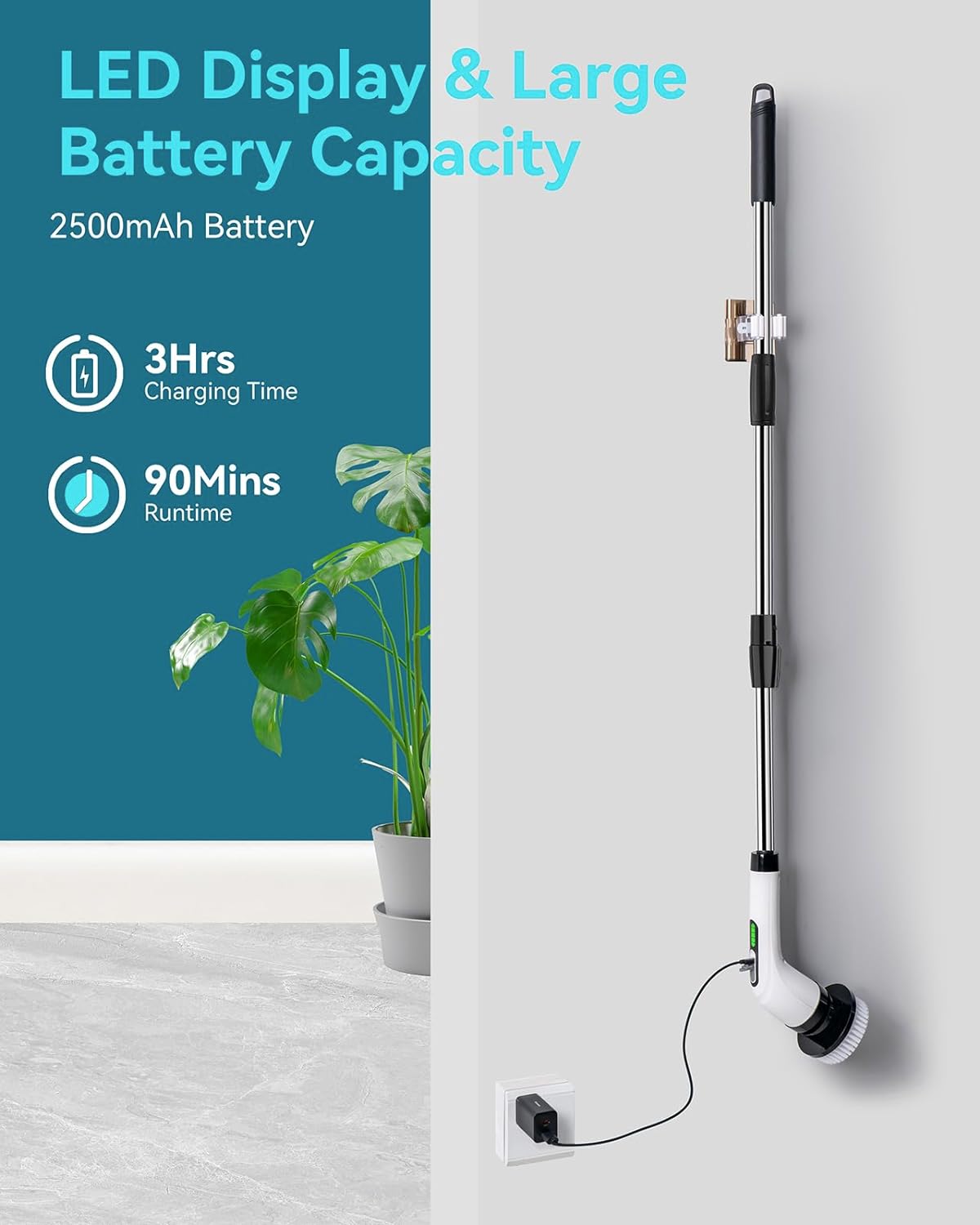 Electric Spin Scrubber for Cleaning Bathroom: Cordless Power Shower Scrubber - Electric Cleaning Brush for Tile Tub - Image 7