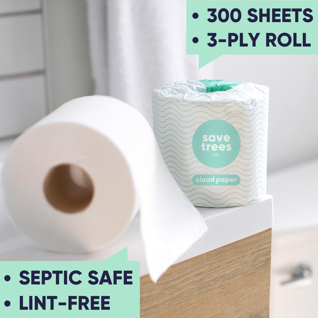 Save Trees Bamboo Toilet Paper -24 Rolls Of Septic Safe Organic Toilet Paper 3-ply, 300 Sheets Per Roll - PFAs Free, FSC Certified, Plastic & Chemical Free - For Home, Boat & RV Use - Image 3