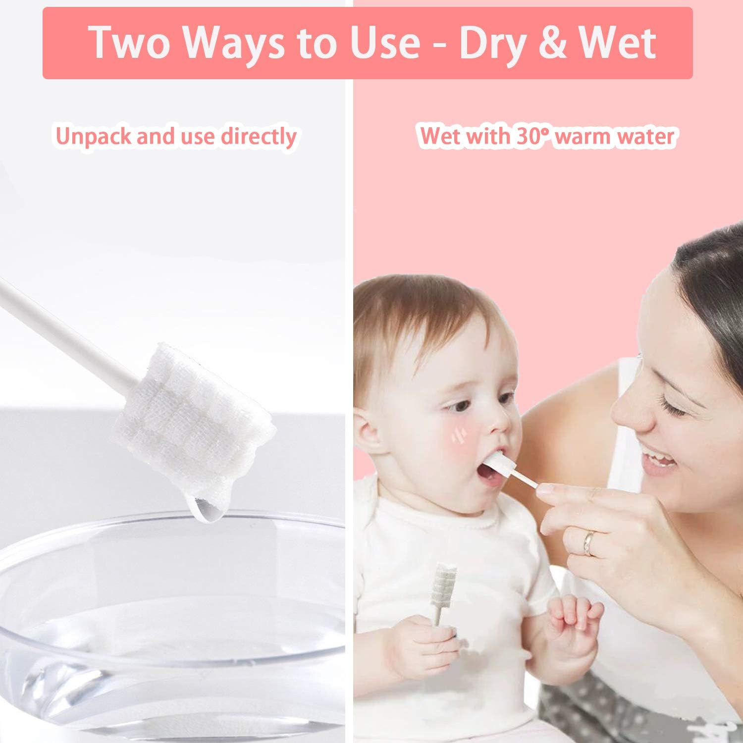 102PCS Baby Tongue Cleaner,Baby Oral Cleaner Newborn Baby Toothbrush,Disposable Infant Toothbrush Clean Baby Mouth,Gauze Gum Cleaner Stick Dental Care for 0-36 Month Baby+1 Finger Toothbrush with Case - Image 4