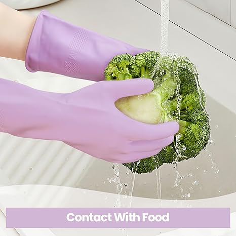 4 Pairs Rubber Kitchen Dishwashing Gloves, Reusable Household Cleaning Gloves, Waterproof Latex Dishwashing Gloves, Household Gloves for Kitchen and Non-Slip Bathroom Cleaning (Medium) - Image 3