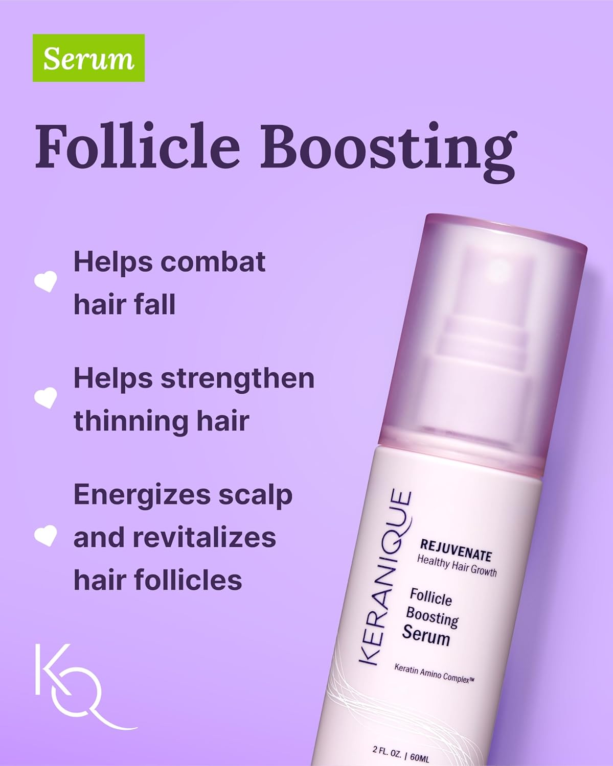 Keranique Damage Control Set for Thinning Hair - Shampoo & Conditioner for Damaged Hair, Follicle Booster Serum, Lift & Repair Spray - Keratin Enriched Repair Products for Dry, Thin Hair - Travel Size - Image 3