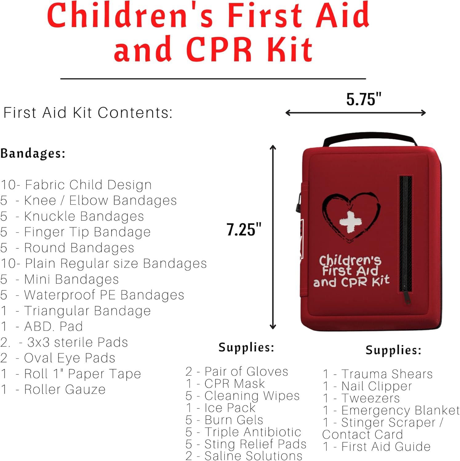 Portable First Aid Kit for Kids with CPR Shield - Ideal for Home, Car, School, Camping, and as a Travel First aid kit. Latex-Free Bandages – Children First Aid Guide by The Life Safety Pro - Image 6
