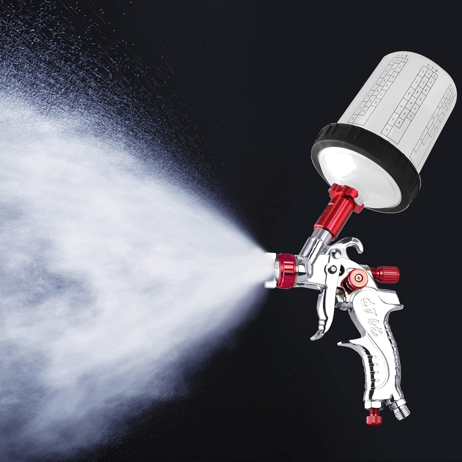 HVLP Spray Gun Set, Automotive Paint Spray Paint Gun Mini Air Paint Sprayer with 10 Disposable 400ML Cups for Car Furniture Body Repair Painting (1.0mm Nozzle) - Image 2