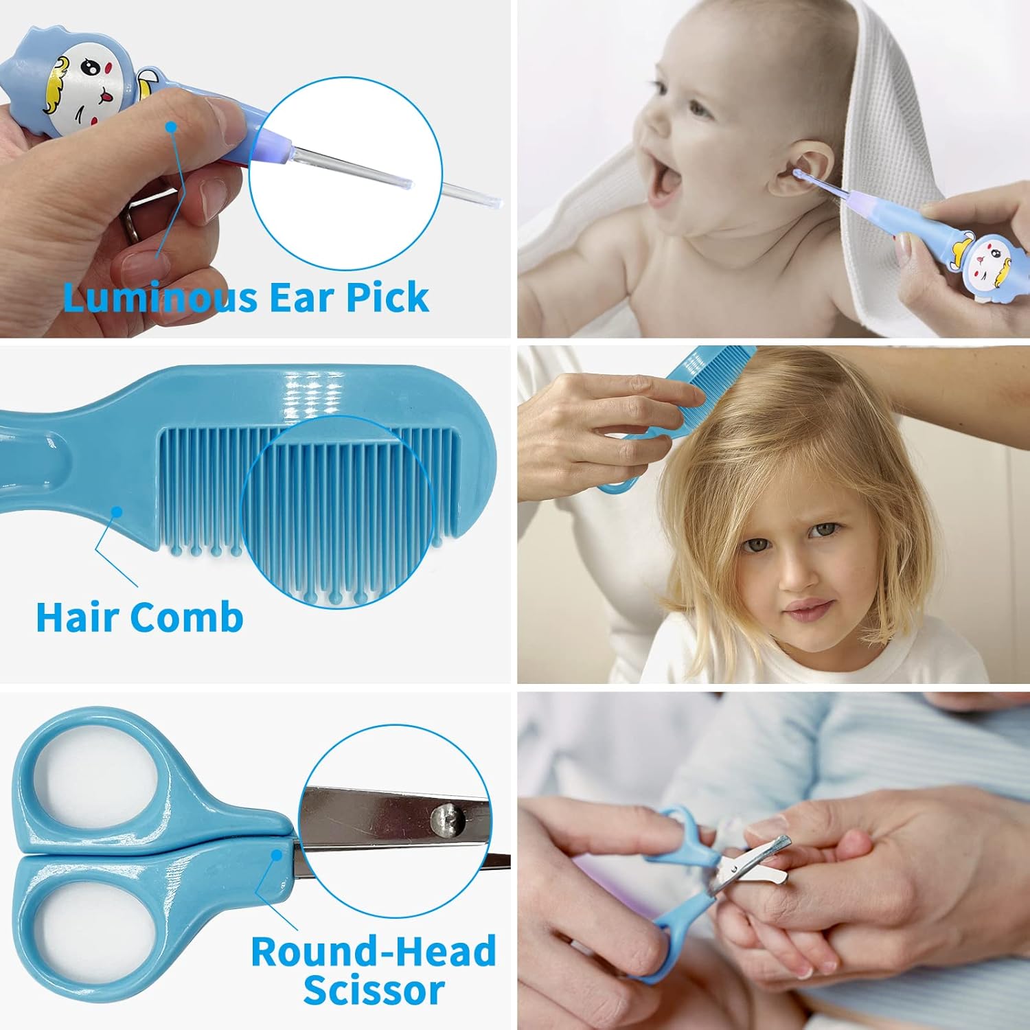 Baby Healthcare and Grooming Kit, 26 in 1 Baby Electric Nail Trimmer Set Newborn Nursery Health Care Set for Newborn Infant Toddlers Baby Boys Girls Kids Haircut Tools - Image 4