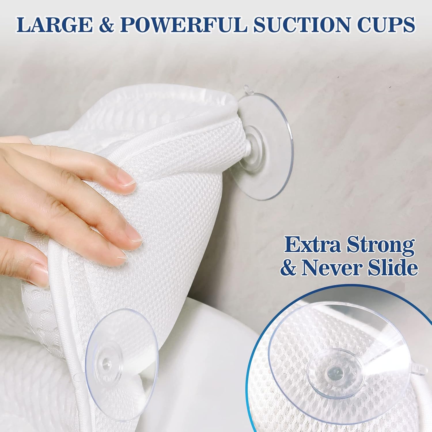 Bath Pillow Bathtub Pillow, Luxury Bath Pillows for Tub Neck and Back Support, Bath Tub Pillow Headrest with Soft 4D Mesh Fabric and Non-Slip Suction Cups, Relaxing Bath Accessories Spa Gifts - Image 5