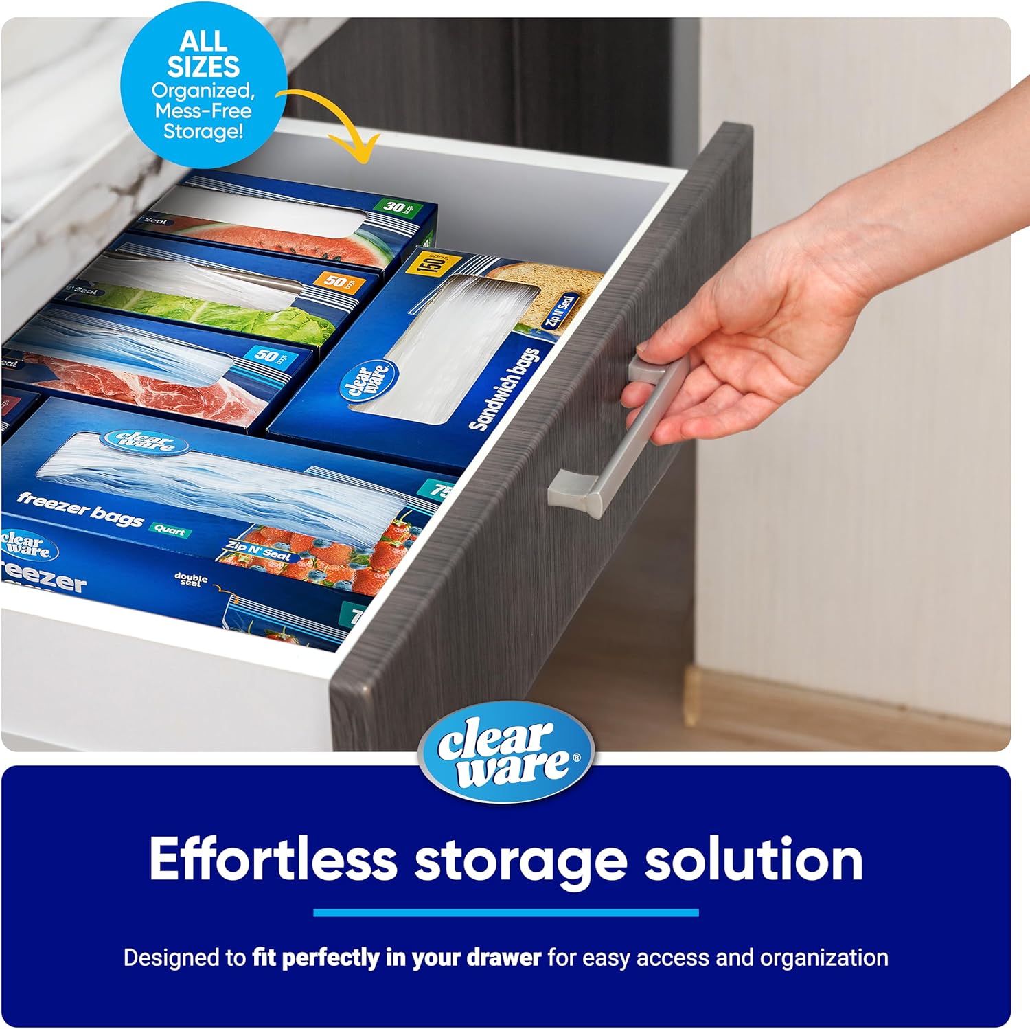 Sandwich Bags Zipper Top- 300 Count, Resealable Plastic Food Storage Bags For Lunch, Snacks - Reusable Zipper Lock Containers for Fruit, Veggies - Freezer & Microwave-Safe, Strong Seal - 2 Boxes - Image 6