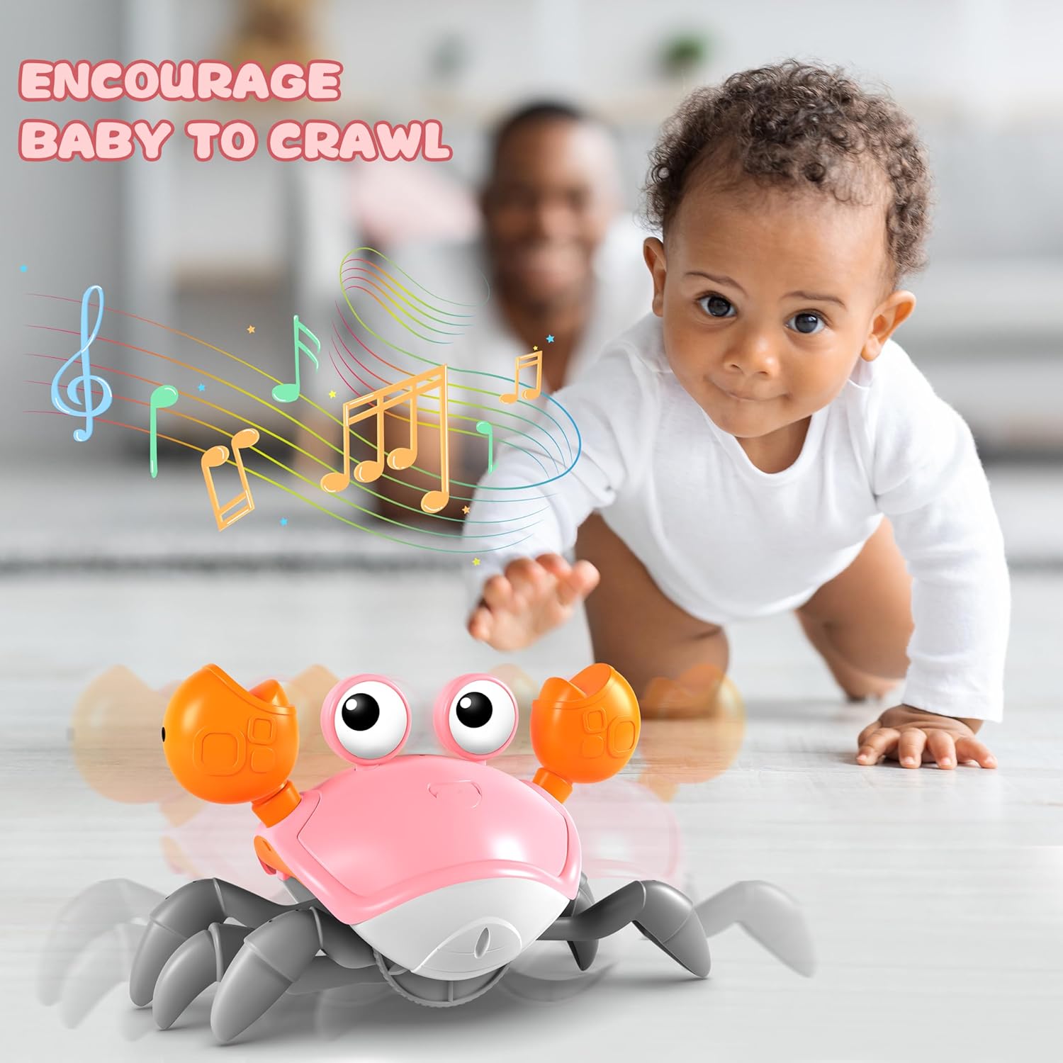 Crawling Crab Toy, Infant Tummy Time Baby Toys, Fun Interactive Dancing Walking Moving Toy Babies Sensory Induction Crabs with Music, Baby Toys Boys Girls Toddler Birthday Gifts - Image 4