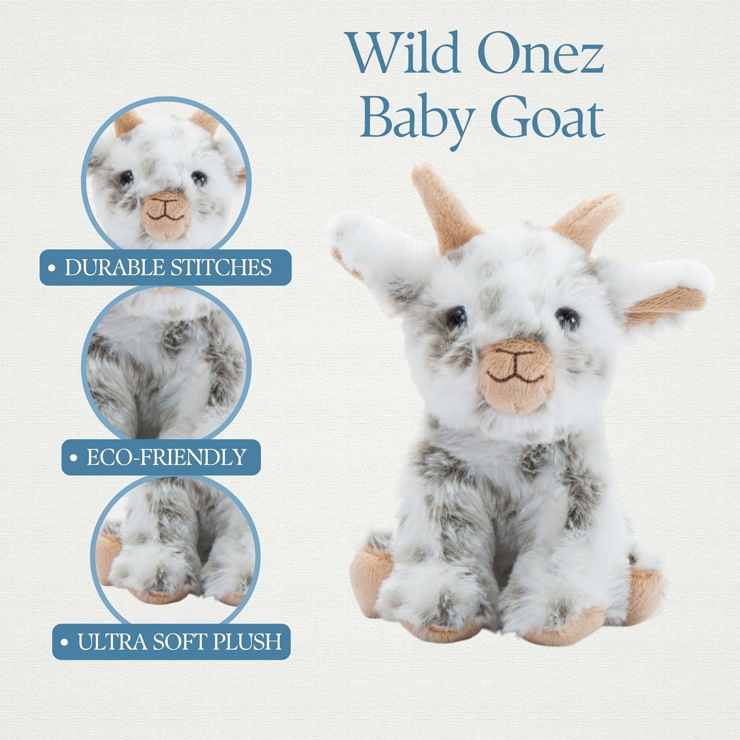 The Petting Zoo Goat Stuffed Animal Plushie, Gifts for Kids, Wild Onez Babiez Farm Animals, Goat Plush Toy 6 inches - Image 4