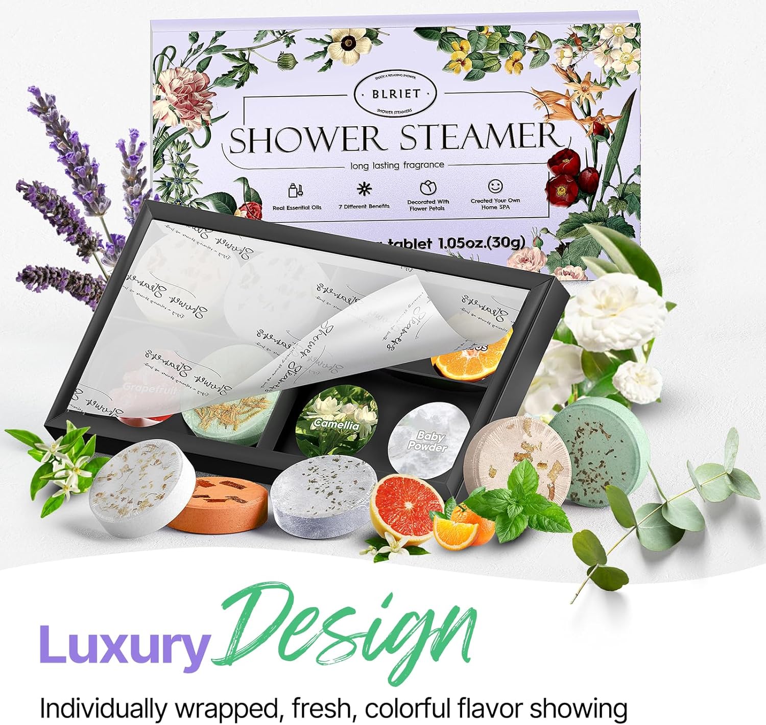 Shower Steamers Aromatherapy BLRIET 8 Pack Gifts for Women, Men, Mom, Teen Lavender Natural Essential Oil Home Spa Self Care Relaxation Stress Relief Shower Bombs - Image 4