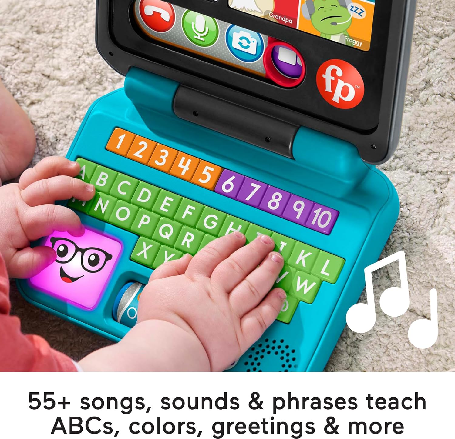 Fisher-Price Baby & Toddler Toy Laugh & Learn Let’s Connect Laptop Pretend Computer with Smart Stages for Infants Ages 6+ Months - Image 3