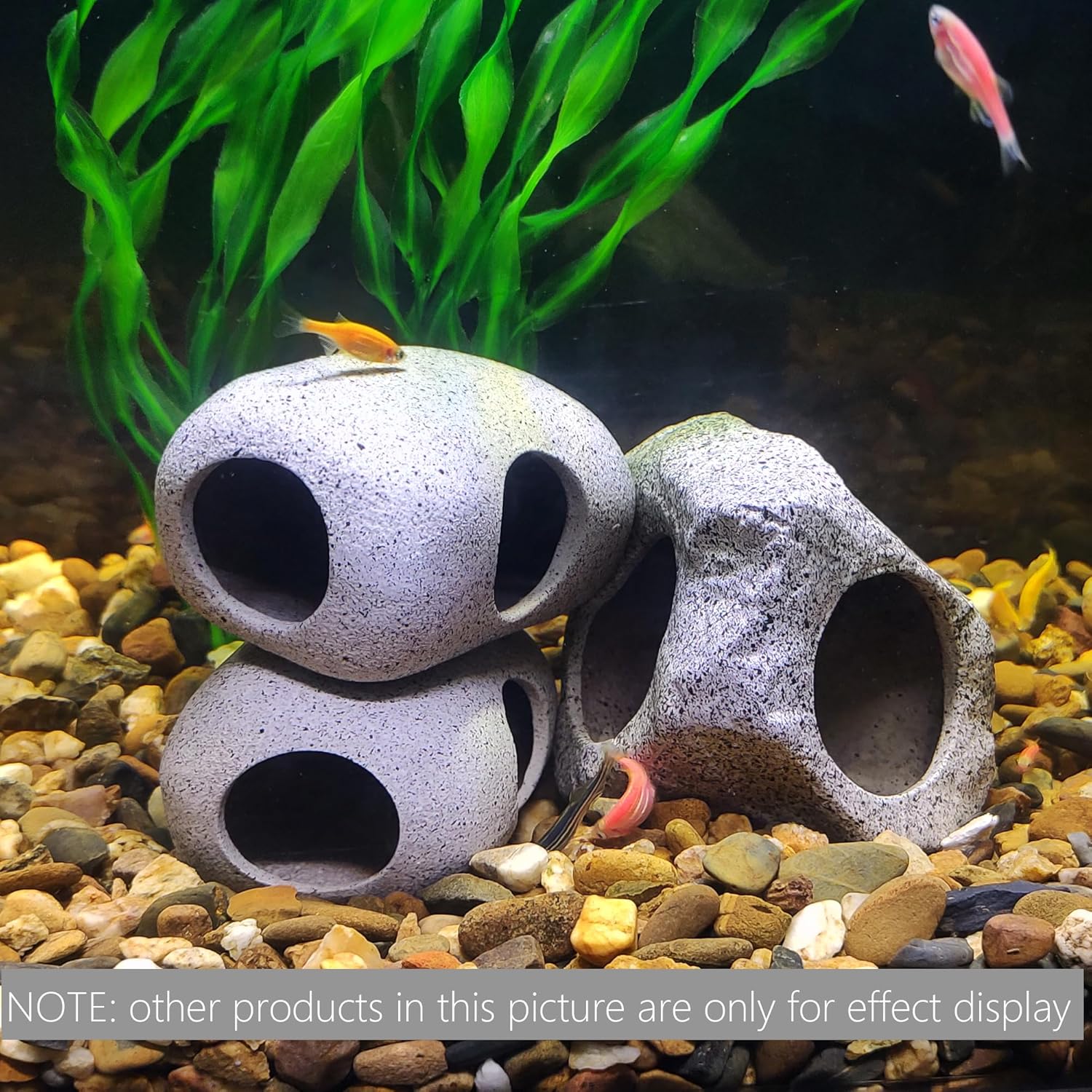 2PCS Aquarium Hideaway Rocks for Aquatic Pets to Breed, Play and Rest, Safe and Non-Toxic Fish Tank Ornaments, Ceramic Decor Rocks for Betta - Image 3