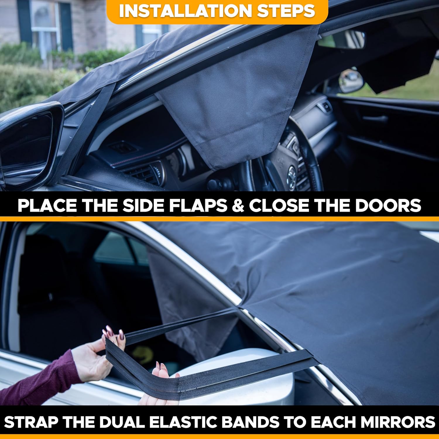 EcoNour Windshield Cover for Ice and Snow | Heavy Duty 600D Oxford Fabric | Windshield Protector for Cars, SUVs, Trucks | Secure Fit Waterproof Frost Cover | Winter Car Accessories | Medium (69"x42") - Image 5