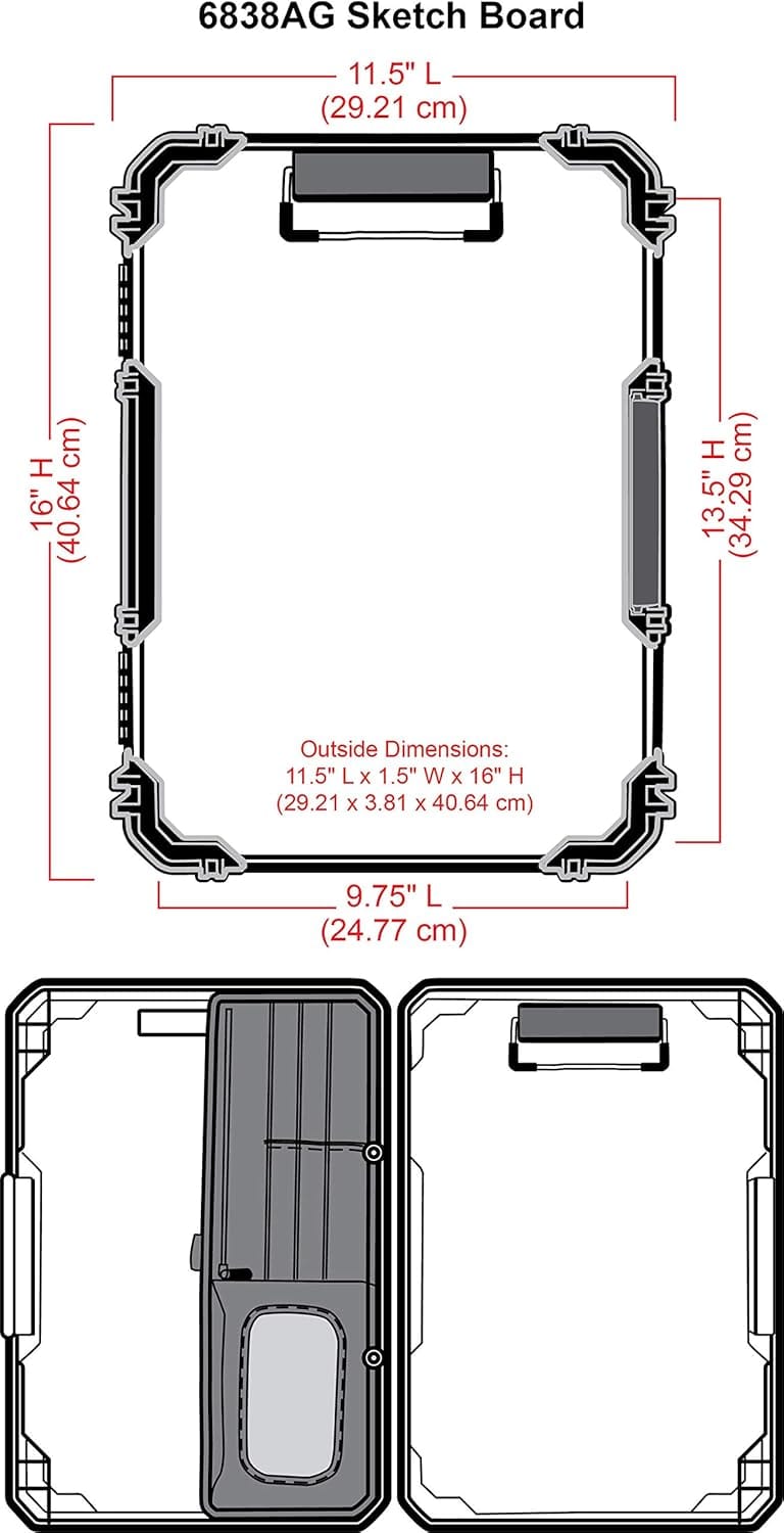 ArtBin 6838AG Sketch Board, Portable Drawing Surface with Internal Art & Craft Storage, Grey - Image 2