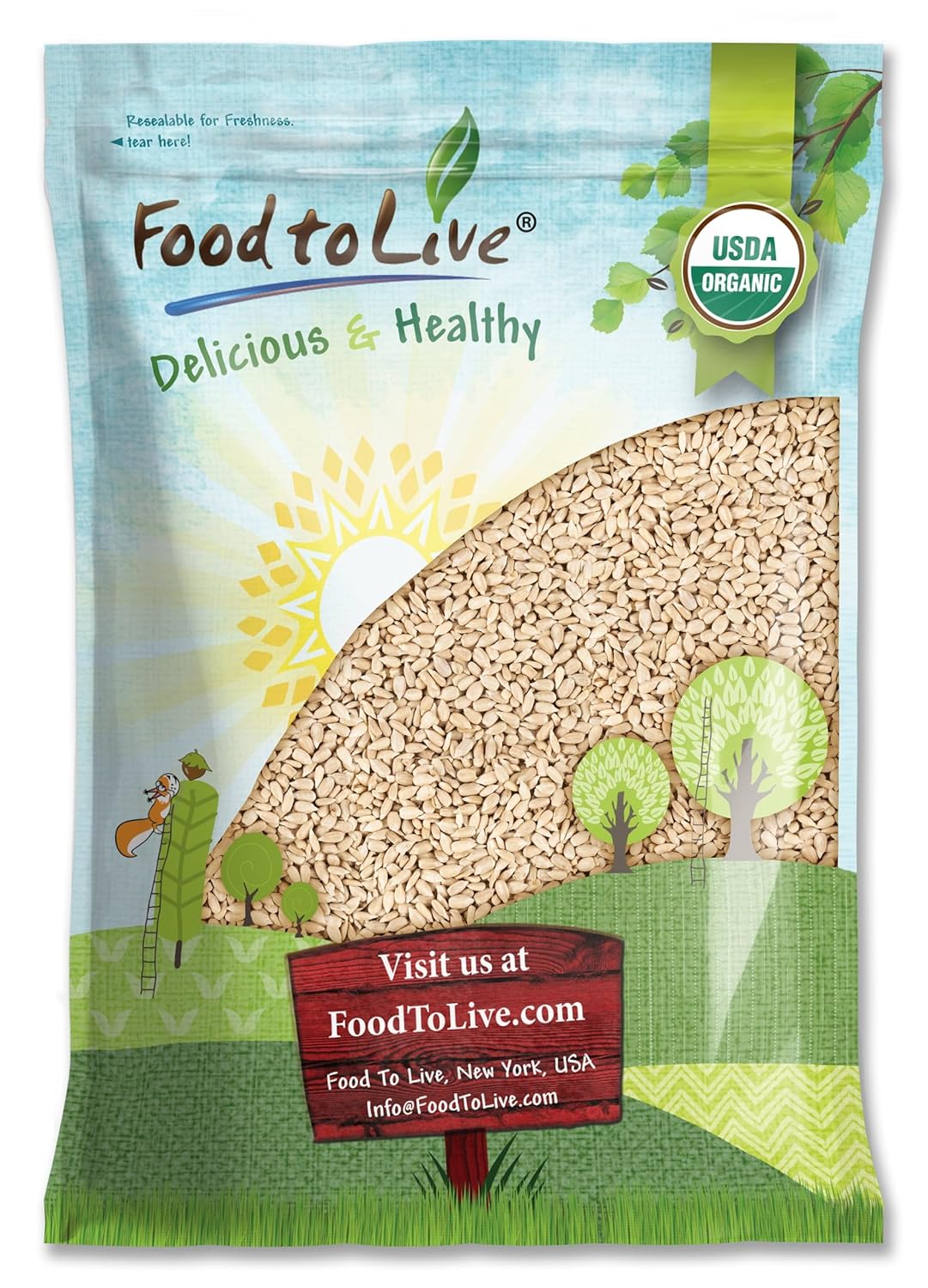 Food to Live - Organic Sunflower Seeds, 12 Pounds - Hulled, Raw, Non-GMO, Dried Kernels, Unsalted, Kosher, Vegan, Keto, Paleo, Sirtfood, Bulk - Image 2