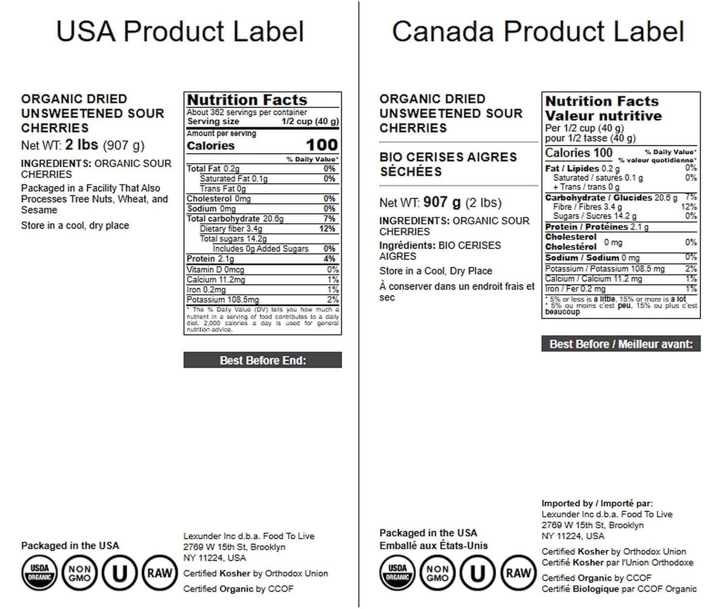 Food to Live Organic Dried Unsweetened Sour Cherries, 2 Pounds - Pitted Cherry Fruit, Non-GMO, Raw, Sun-Dried, Unsweetened, Unsulfured, No Oil Added, Vegan, Bulk - Image 4